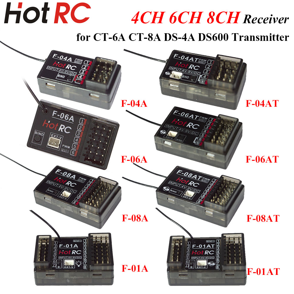 Rc Hobby Shops - Приемник HOTRC 2.4ГГц 4/6/8-канальный F-04A F-06AT