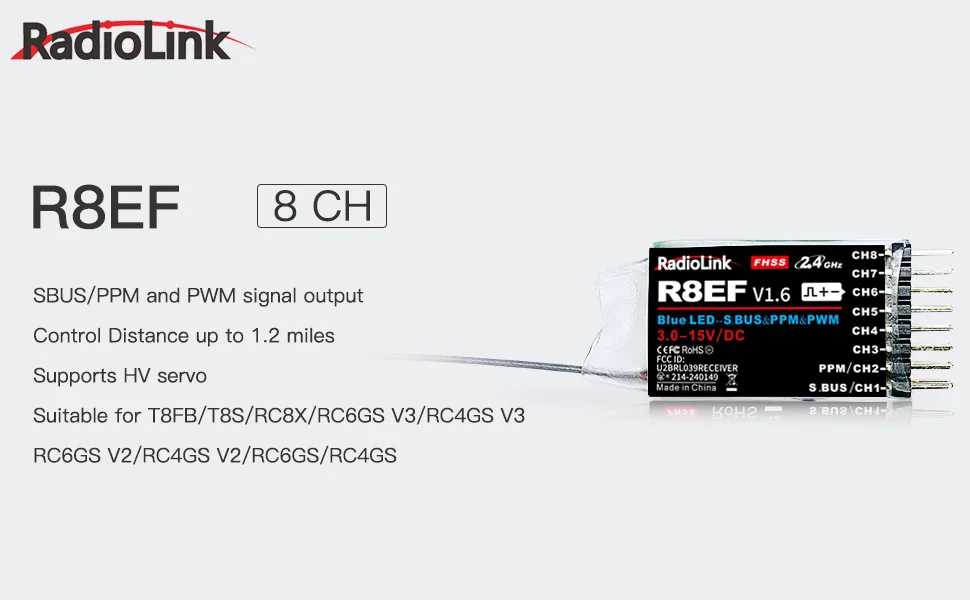 Приемник Radiolink R8EF 2.4G 8 – обзор и цена Receiver Sbus 8Ch